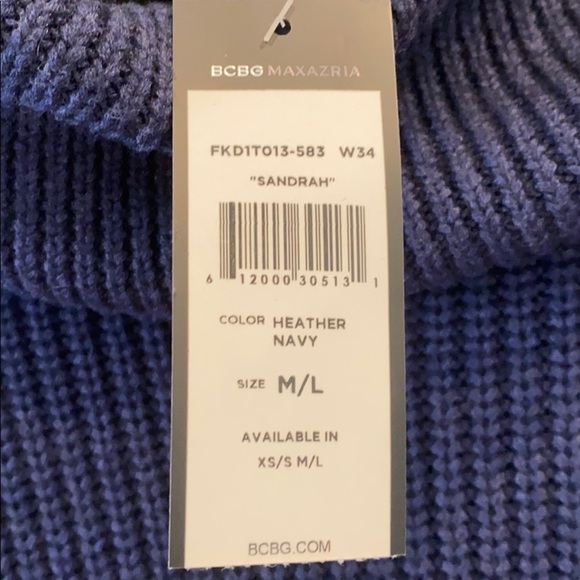 NEW BCBGMaxAzria - Sandrah heathered navy cowl neck sweater. size M/L. Navy - Picture 3 of 11